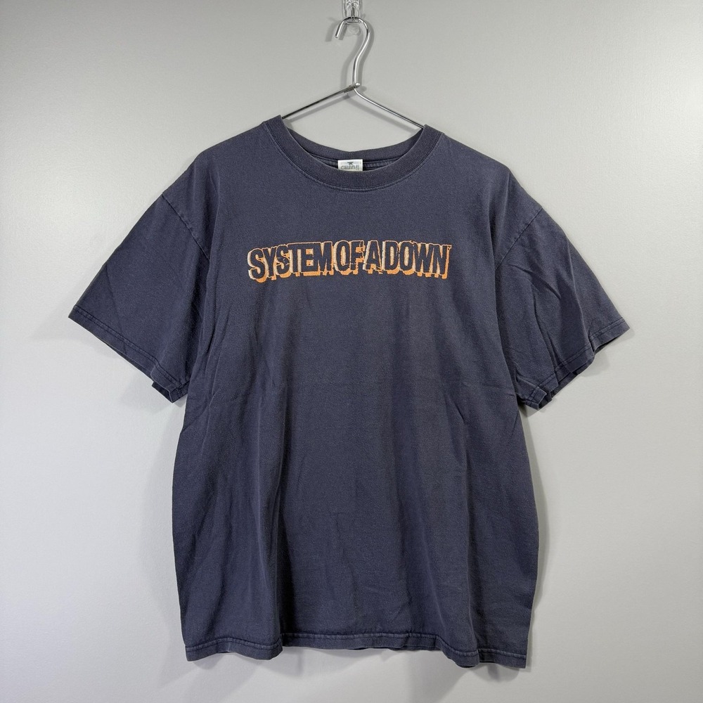 Y2K System Of A Down Shirt Mens Large Gray Band Logo Graphic Tee Anvil Rock